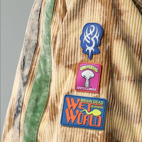 BNWT Size Medium - Brain Dead FW21 Cream Dyed Corduroy Striped Racing Jacket - Picture 4 of 13